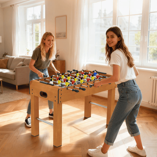 HOMCOM Matraquilho Profissional para Crianças e Adultos Mesa de Matraquilho com 8 Barras e 2 Bolas para Casa Sala de Jogos 122x61x80,7 cm Madeira