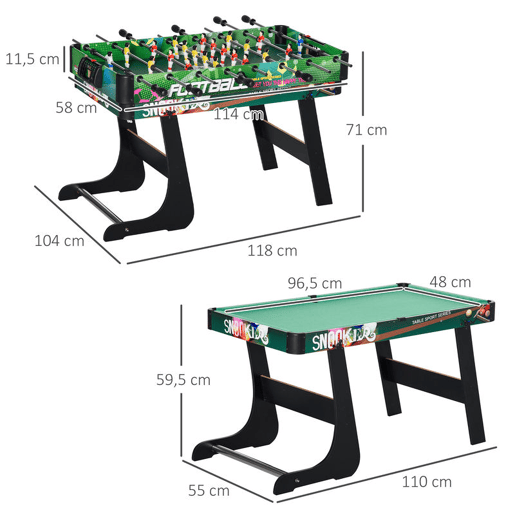 HOMCOM Mesa Multijogos 6 em 1 Dobrável para Crianças a Partir dos 7 Anos Mesa de Jogos Bilhar Matraquilhos Ping Pong Cesto de Lançamento Hóquei no Gelo Air Hockey 118x104x71 cm Multicolor