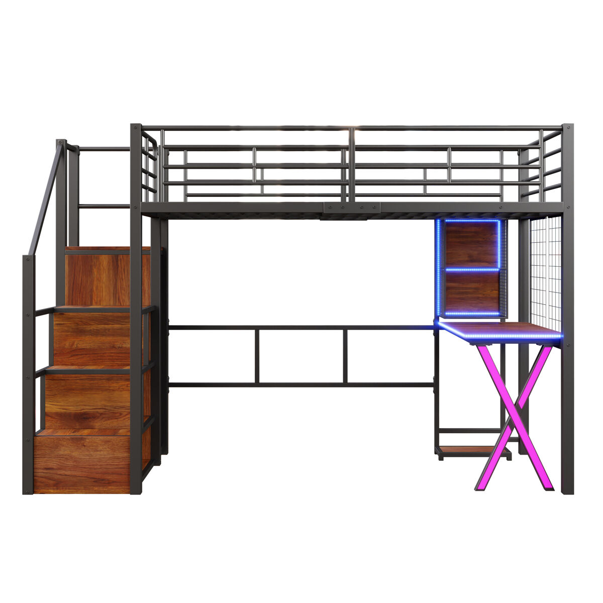 Cama alta para niños 95x253 Negro