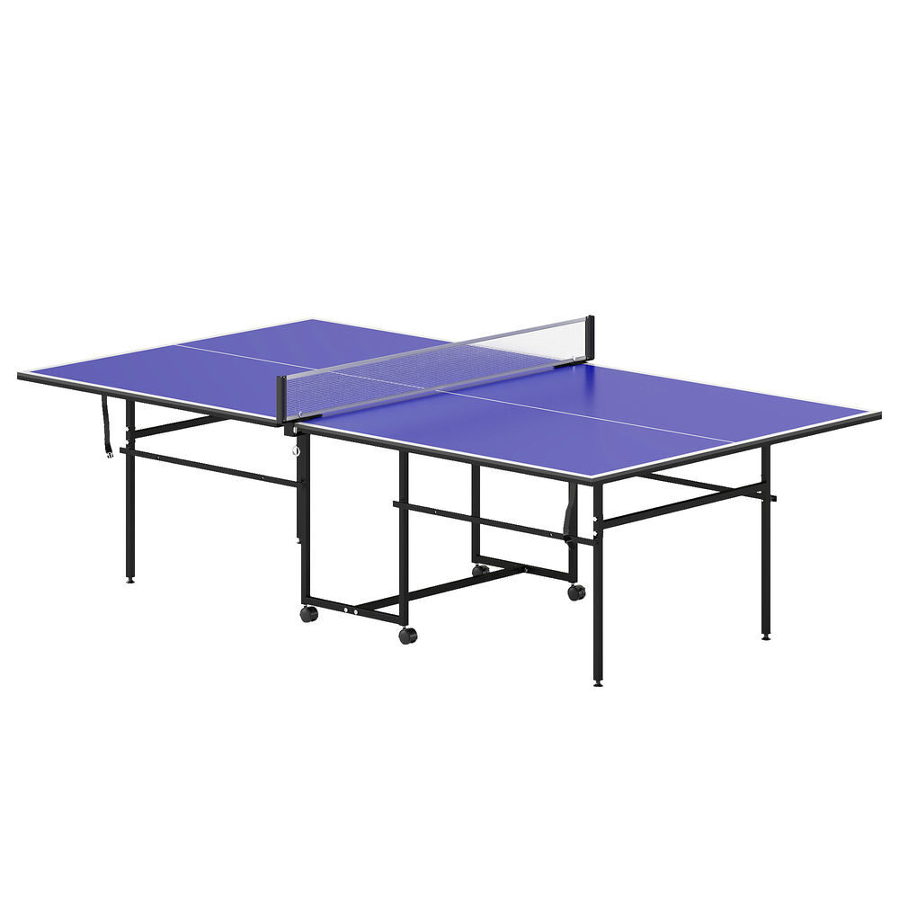 Sportnow mesa de ping-pong plegable mesa de tenis de mesa profesional con 4 ruedas red 2 palas y 3 pelotas para interior y exterior 274x152,5x75,5 cm azul