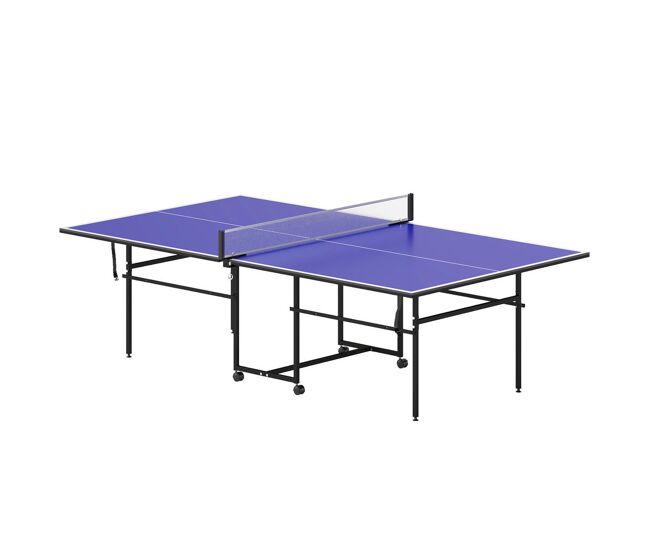 Sportnow mesa de ping-pong plegable mesa de tenis de mesa profesional con 4 ruedas red 2 palas y 3 pelotas para interior 274x152,5x75,5 cm azul
