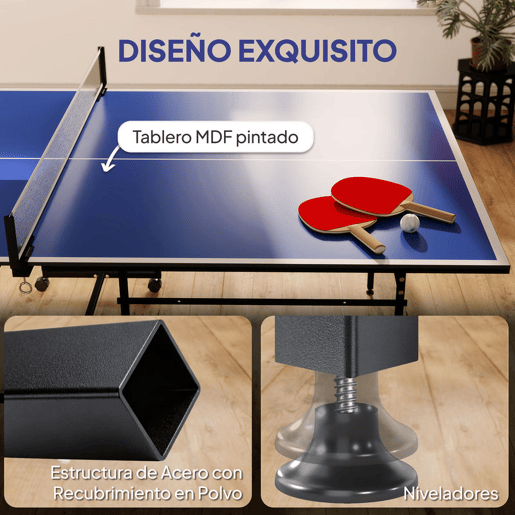 SPORTNOW Mesa de Ping Pong Dobrável Mesa de Ping Pong Profissional com 4 Rodas Rede 2 Raquetes e 3 Bolas para Interior e Exterior 274x152,5x75,5 cm Azul SPORTNOW Mesa de Ping Pong Dobrável Mesa de Ping Pong Profissional com 4 Rodas Rede 2 Raquetes e 3 Bolas para Interior e Exterior 274x152,5x75,5 cm Azul