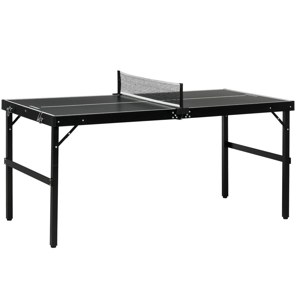 Sportnow mesa de ping pong plegable con marco de aluminio mesa de tenis portátil con red para uso en interiores y exteriores 152x76x72 cm negro