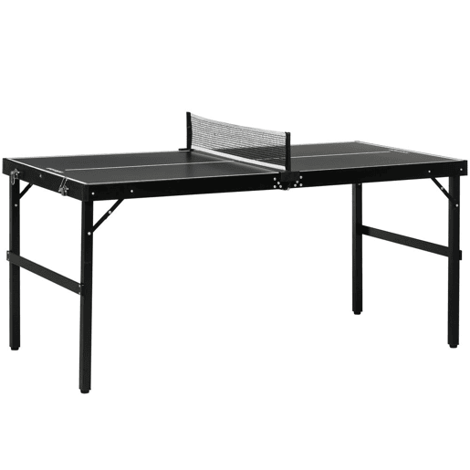 SPORTNOW Mesa de Ping Pong Dobrável de Tamanho Médio com Estrutura de Alumínio Mesa de Ping Pong Portátil para Interior e Exterior 152x76x72 cm Preto