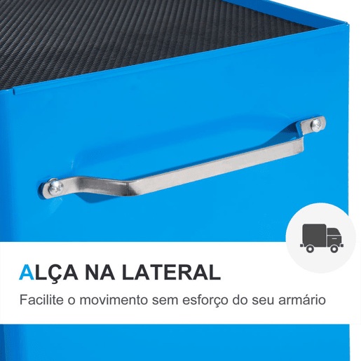 HOMCOM Carrinho de Ferramentas para Oficina com Rodas e 5 Gavetas Carrinho de Ferramentas com Fechadura e Alça Lateral 61,5x33x85 cm Azul