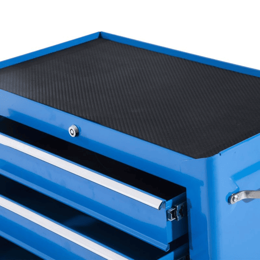 HOMCOM Carrinho de Ferramentas para Oficina com Rodas e 5 Gavetas Carrinho de Ferramentas com Fechadura e Alça Lateral 61,5x33x85 cm Azul