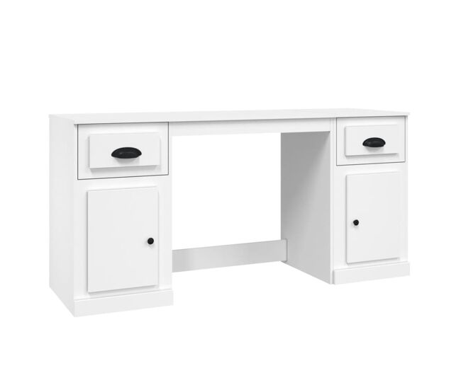 Escritorio - mesa de ordenador con armario madera contrachapada blanco