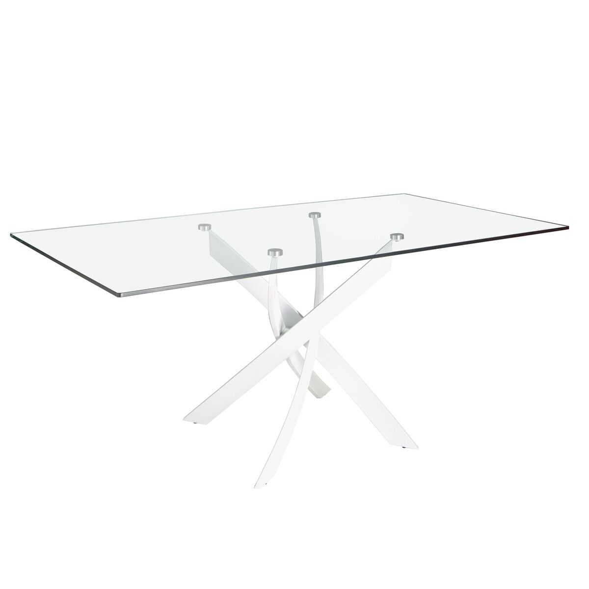 ANGEL CERDA Mesa comedor rectangular cristal templado y acero blanco 160x95