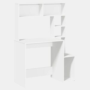 Secretária - Escrivaninha de computador c prateleiras 100x45x140cm derivados madeira branco