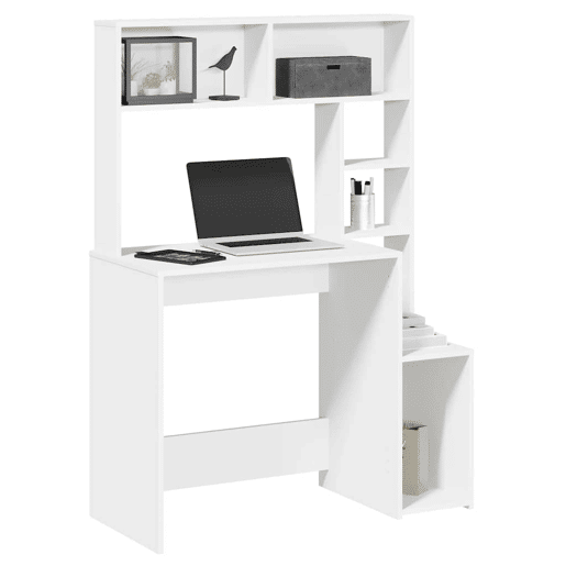 Secretária - Escrivaninha de computador c prateleiras 100x45x140cm derivados madeira branco