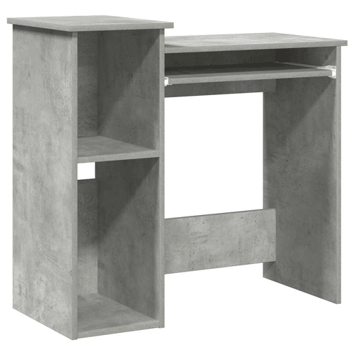 Secretária - Escrivaninha de computador c prateleiras 84x40x78 cm contrap. cinzento cimento