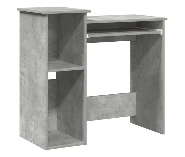 Escritorio - mesa de ordenador con estantes contrachapada hormigón 84x40x78 cm