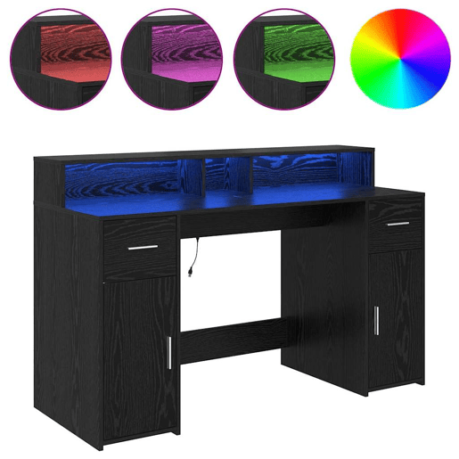 Secretária Escrivaninha de computador - Carvalho preto 140 x 55 x 91 cm Madeira processada