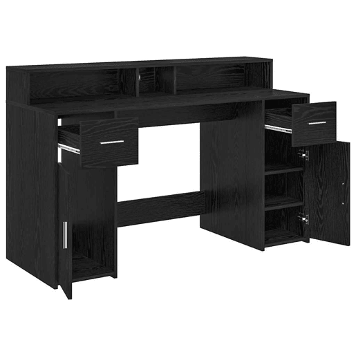 Secretária Escrivaninha de computador - Carvalho preto 140 x 55 x 91 cm Madeira processada