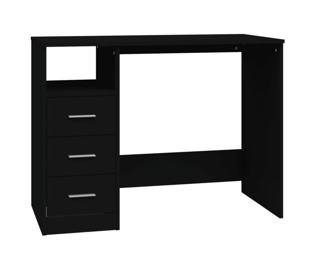 Escritorio - mesa de ordenador cajones madera contrachapada negro 102x50x76 cm