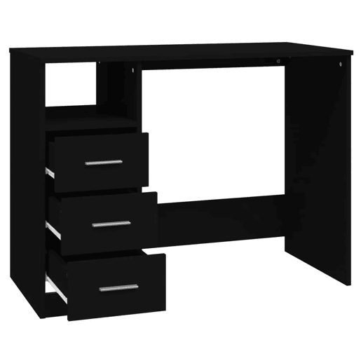Secretária - Escrivaninha de computador c gavetas 102x50x76 cm derivados de madeira preto