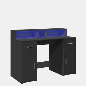 Secretária - Escrivaninha de computador c luzes LED 120x55x91 cm derivados de madeira preto