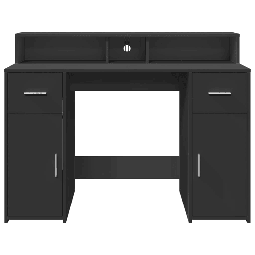 Secretária - Escrivaninha de computador c luzes LED 120x55x91 cm derivados de madeira preto