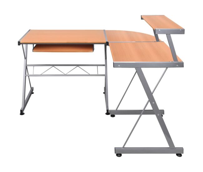 Escritorio - mesa de ordenador de esquina madera contrachapada marrón 132x112x99 cm