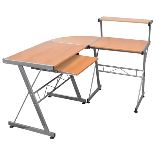 Secretária de canto - Mesa de computador 132x112x99 cm derivados madeira castanho
