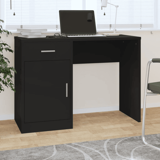 Secretária Escrivaninha de computador - gavetaarmário 100x40x73cm derivados madeira preto
