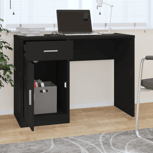 Secretária Escrivaninha de computador - gavetaarmário 100x40x73cm derivados madeira preto