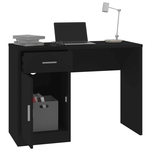 Secretária Escrivaninha de computador - gavetaarmário 100x40x73cm derivados madeira preto