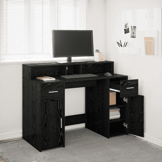Secretária Escrivaninha de computador - Carvalho preto 120 x 55 x 91 cm Madeira processada