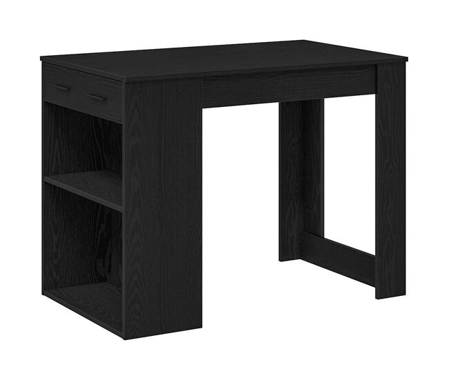 Escritorio - mesa de ordenador con cajón y estante madera contrachapada roble negro