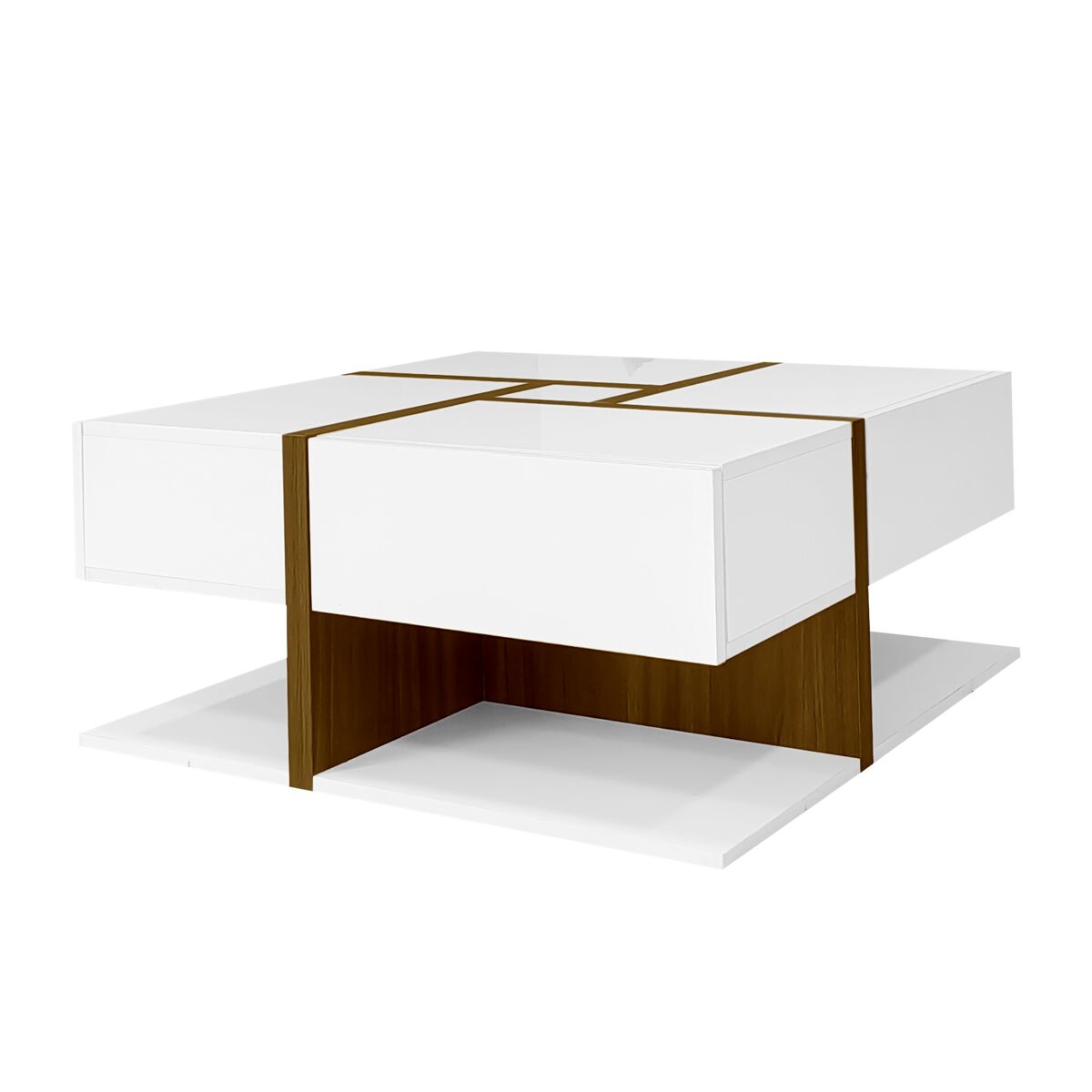 Mesa de centro con 4 cajones y diseño geométrico THURLUNS
