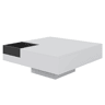 Mesa de centro quadrada branca brilhante e preta bicolor com iluminação LED e caixa de arrumação removível CROKS WHITE
