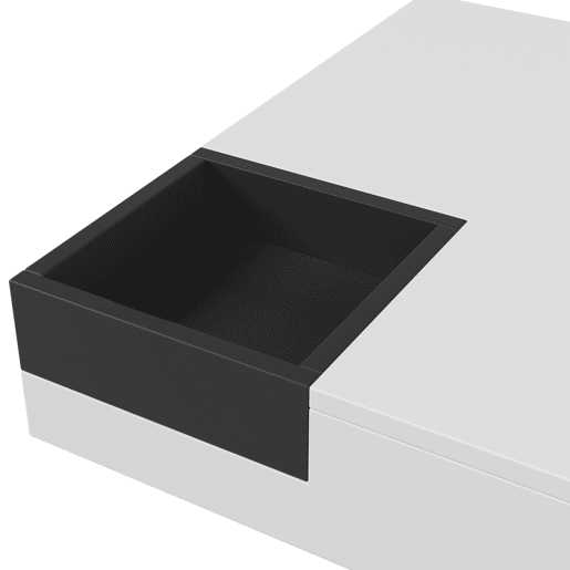 Mesa de centro quadrada branca brilhante e preta bicolor com iluminação LED e caixa de arrumação removível CROKS WHITE Mesa de centro quadrada branca brilhante e preta bicolor com iluminação LED e caixa de arrumação removível CROKS WHITE