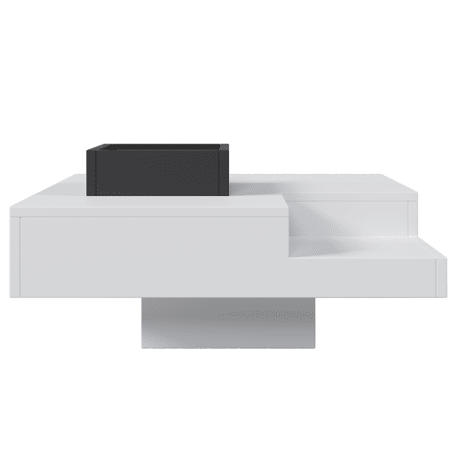 Mesa de centro quadrada branca brilhante e preta bicolor com iluminação LED e caixa de arrumação removível CROKS WHITE Mesa de centro quadrada branca brilhante e preta bicolor com iluminação LED e caixa de arrumação removível CROKS WHITE