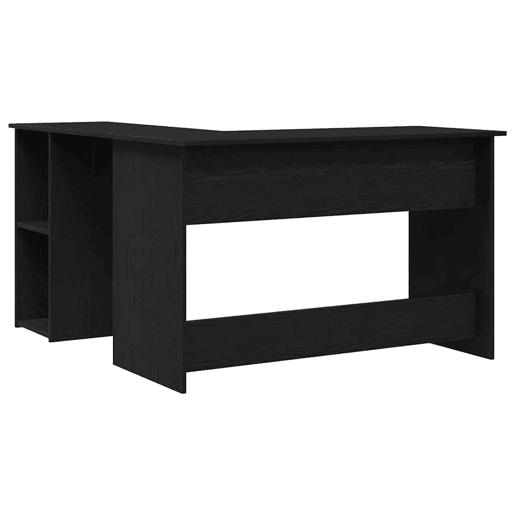 Secretária - Escrivaninha em Preto Carvalho de 120x140x75 cm em Madeira Engenheirada