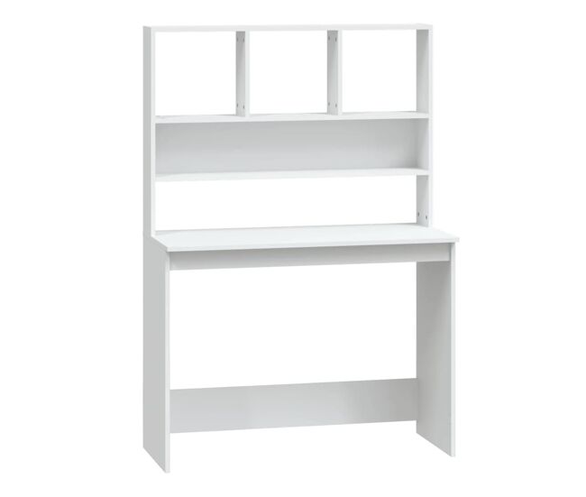 Escritorio - mesa de ordenador estantes madera contrachapada blanco 102x45x148 cm