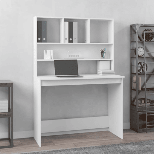 Secretária - Escrivaninha de computador c prateleiras 102x45x148cm derivados madeira branco