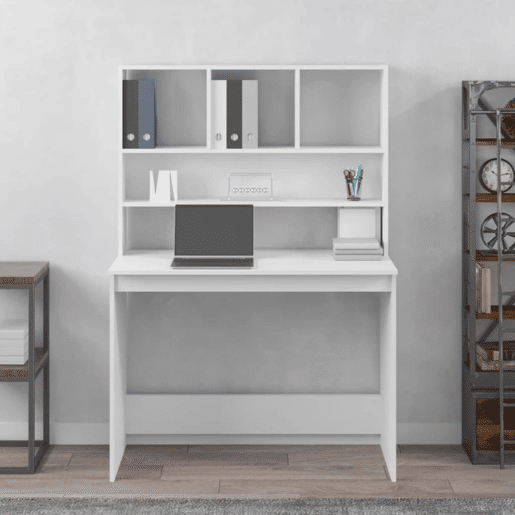 Secretária - Escrivaninha de computador c prateleiras 102x45x148cm derivados madeira branco