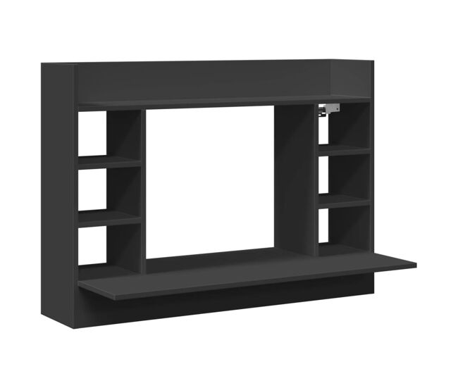 Escritorio - mesa de ordenador de pared madera de ingeniería negro 105x48x75 cm