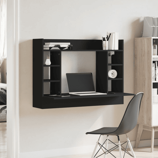 Secretária - Escrivaninha de computador de parede 105x48x75 cm derivados de madeira preto