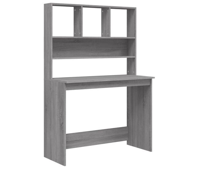 Escritorio - mesa de ordenador con estantes contrachapada gris sonoma 102x45x148cm