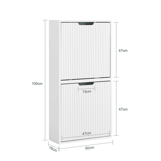 SoBuy Sapateira - Ultrafina, Profundidade 19 cm, Montagem VerticalHorizontal, Branca, 50x19x100 cm, FSR204-W