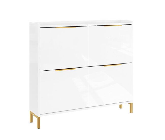 Sobuy zapatero - ultrafino, 19 cm de fondo, blanco brillante y dorado, abatible, 100 x 19 x 90 cm, fsr206-gw