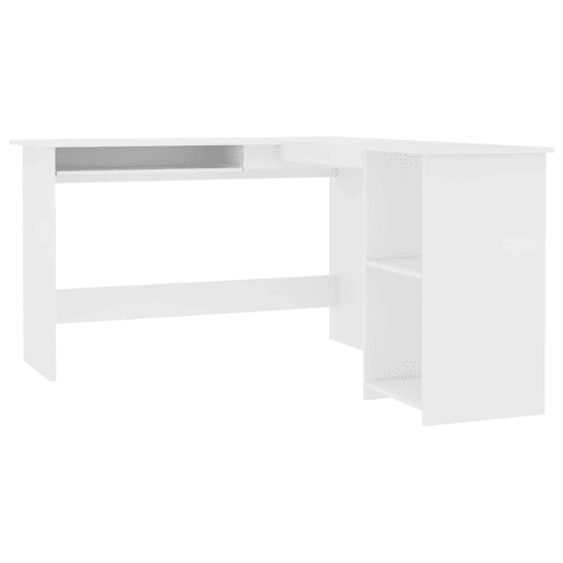 Secretária de canto - Mesa de computador forma L 120x140x75 cm contraplacado branco