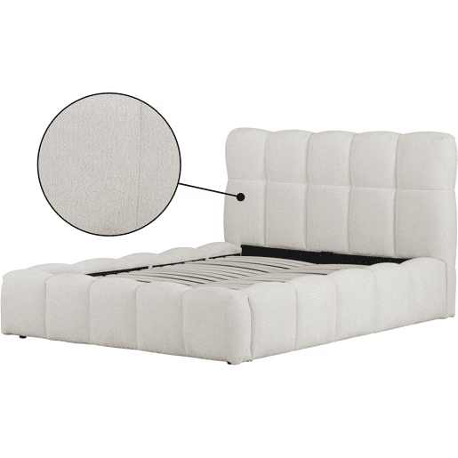 Cama de casal em tecido Davos com arrumação - 160 x 200 cm - Bege Cama de casal em tecido Davos com arrumação - 160 x 200 cm - Bege