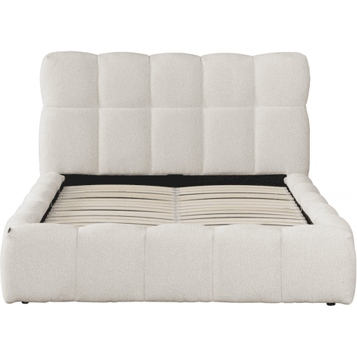 Cama de casal em tecido Davos com arrumação - 160 x 200 cm - Bege Cama de casal em tecido Davos com arrumação - 160 x 200 cm - Bege