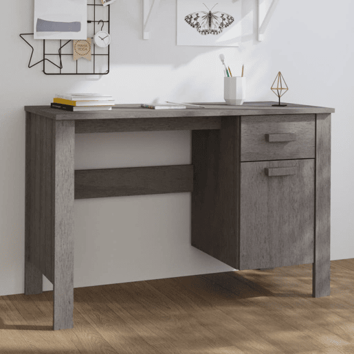 Secretária Escrivaninha de computador - 113x50x75 cm pinho maciço cinzento-claro