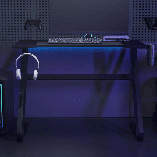 Escrivaninha de computador - Mesa Gaming c pernas em forma de ZZ 110x60x75cm preto