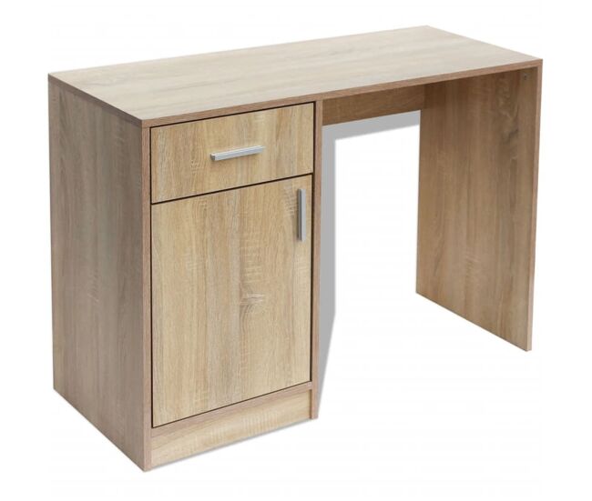 Escritorio - mesa de ordenador con cajón y armario roble 100x40x73 cm