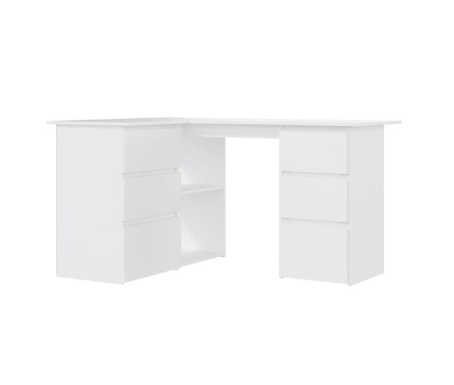 Escritorio - mesa de ordenador de esquina madera contrachapada blanco 145x100x76 cm
