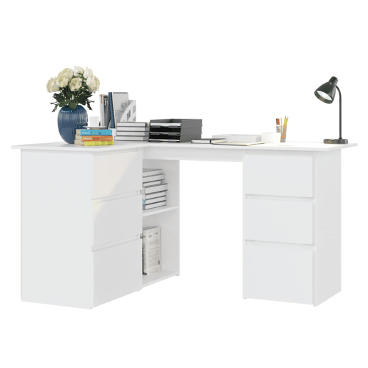 Secretária de canto - Mesa de computador 145x100x76 cm derivados de madeira branco
